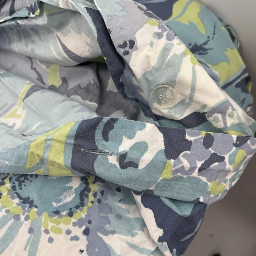 Pottery Barn Floral Blue Cotton Percale Duvet Cover And Standard Pillowcase F/Q